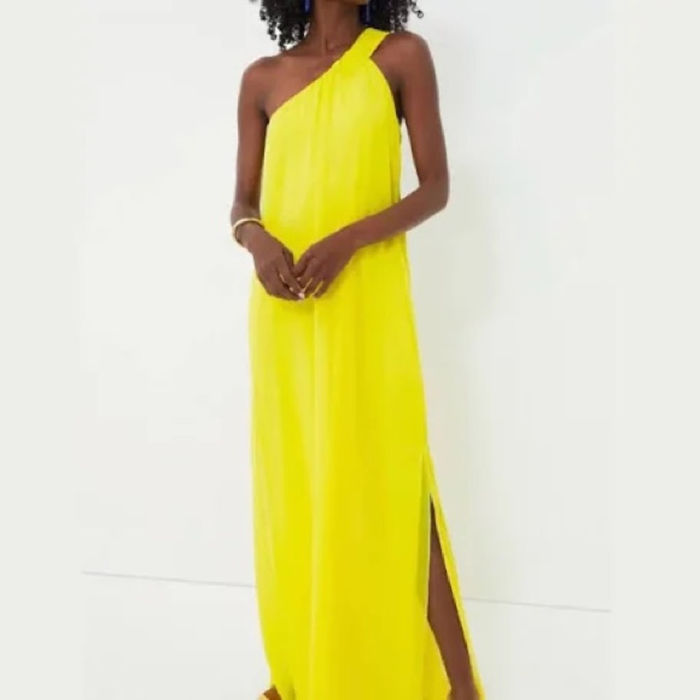 NWT Pomander Place x Tuckernuck Soleil Yellow One‎ Shoulder Gown Small MSRP $148